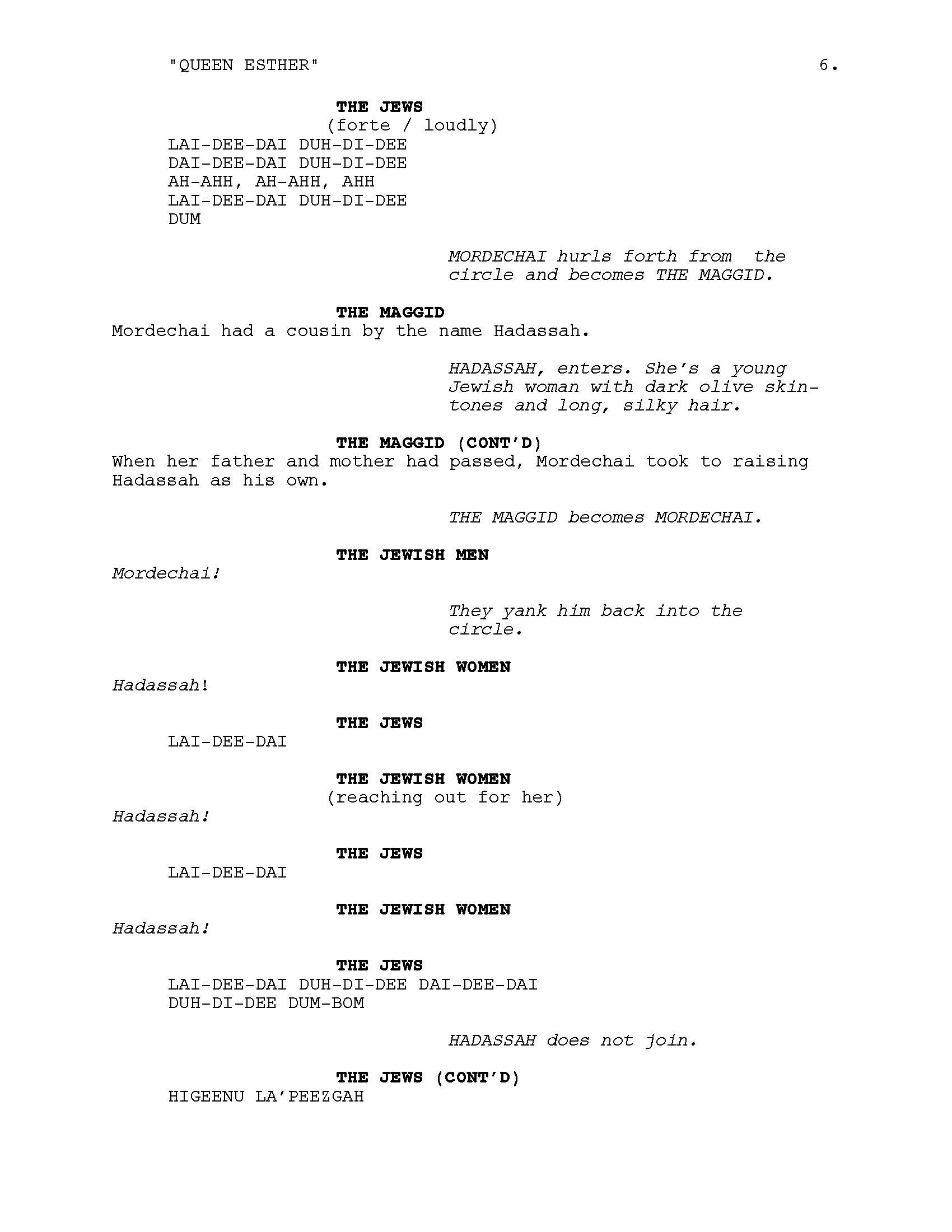 Queen Esther Script page 06